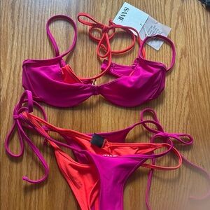 Vibrant Pink and Red Bikini Set